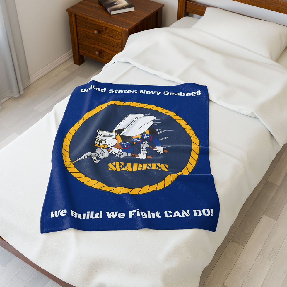 Thumbnail: Seabees Blanket Velveteen Plush 'We Build, We Fight, CAN DO!' Logo Throw