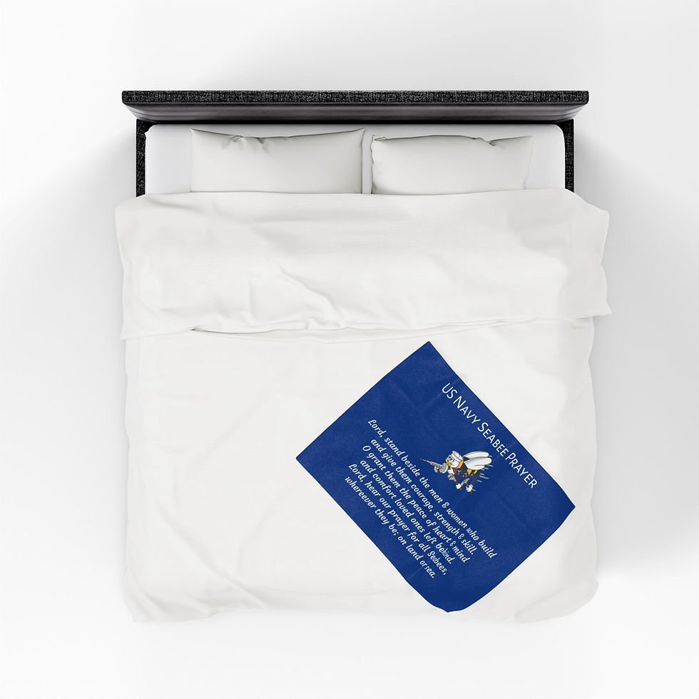 Thumbnail: Seabee Prayer Blanket Velveteen Plush Blue Protect our Seabees
