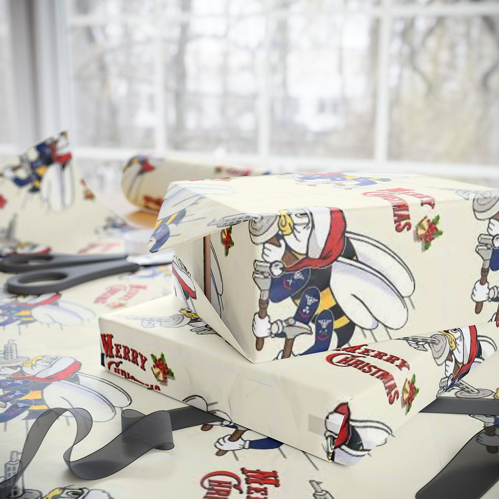 Thumbnail: Santa Seabee Wrapping Paper Roll Festive VINTAGE Christmas Gift Wrap