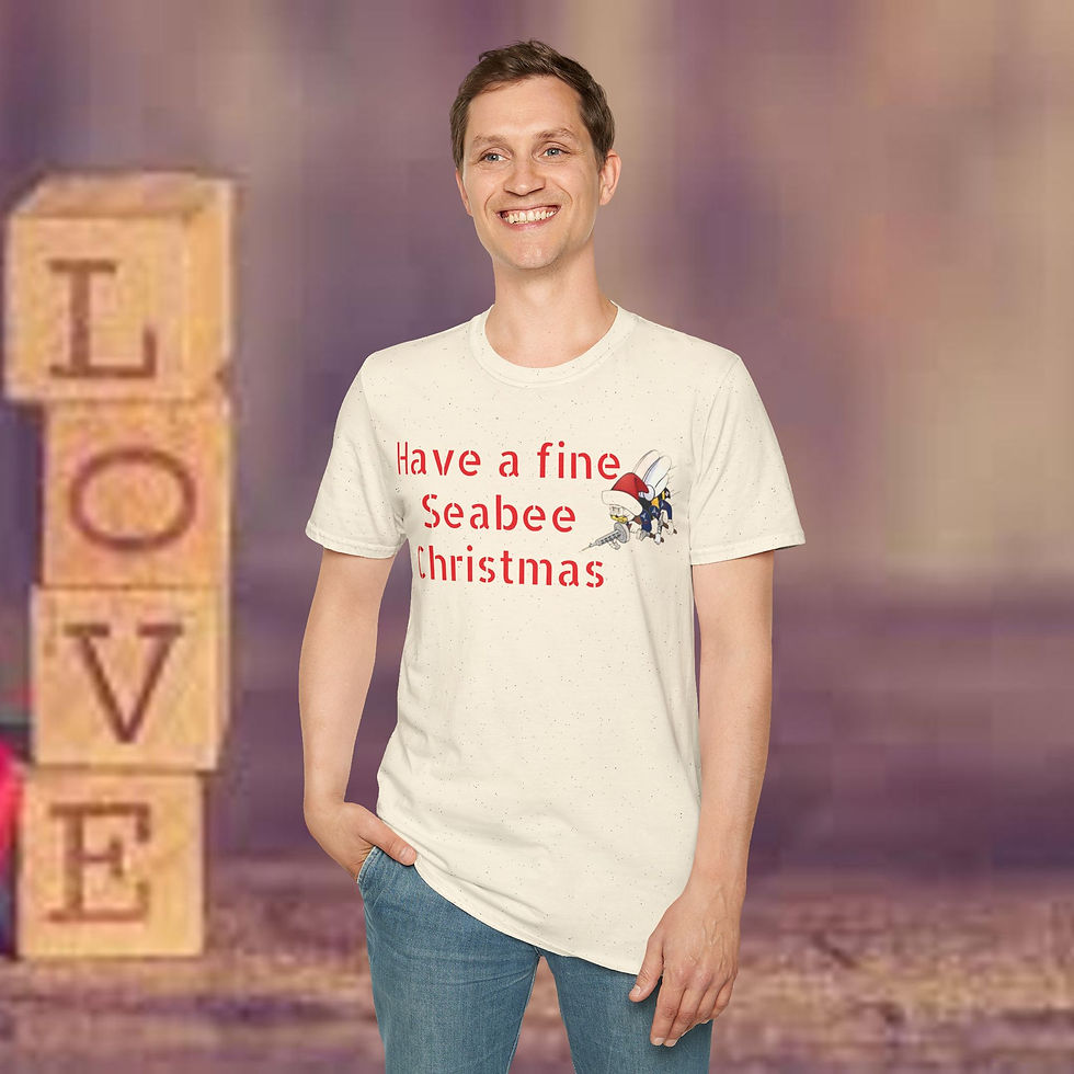 Thumbnail: Fine Seabee Christmas Unisex Softstyle T-Shirt Santa Seabees Neck Label