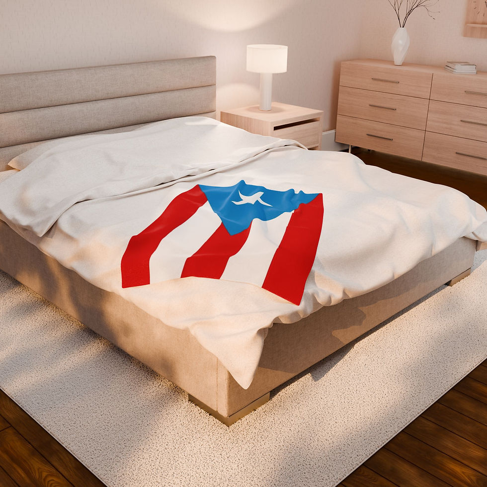 Thumbnail: Puerto Rico Original Flag Velveteen Plush Blanket Celestial Rican Pride Throw