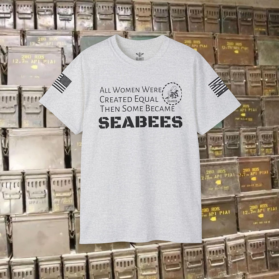 Thumbnail: Seabees "All Women Were Created Equal" t-shirt US Flag and Navy Jack on sleeves