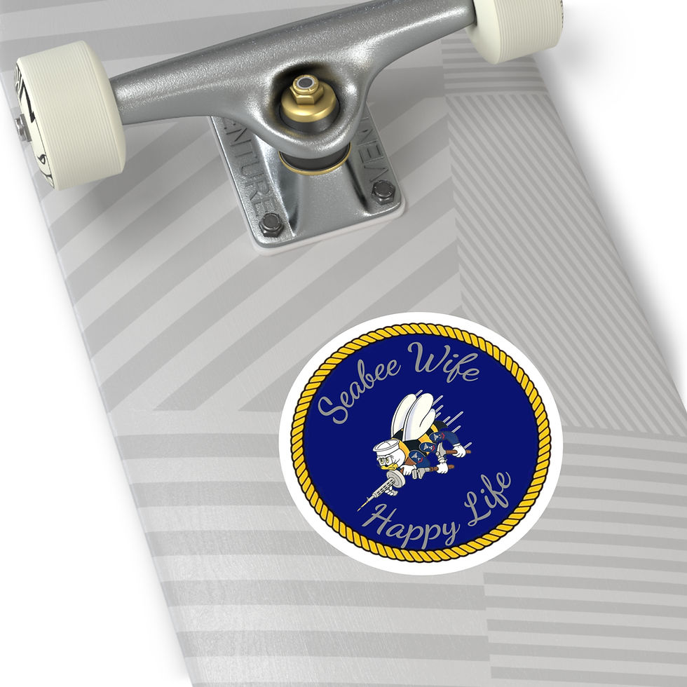 Thumbnail: Seabee Wife Happy Life Round Stickers, Indoor or Outdoor 5 sizes