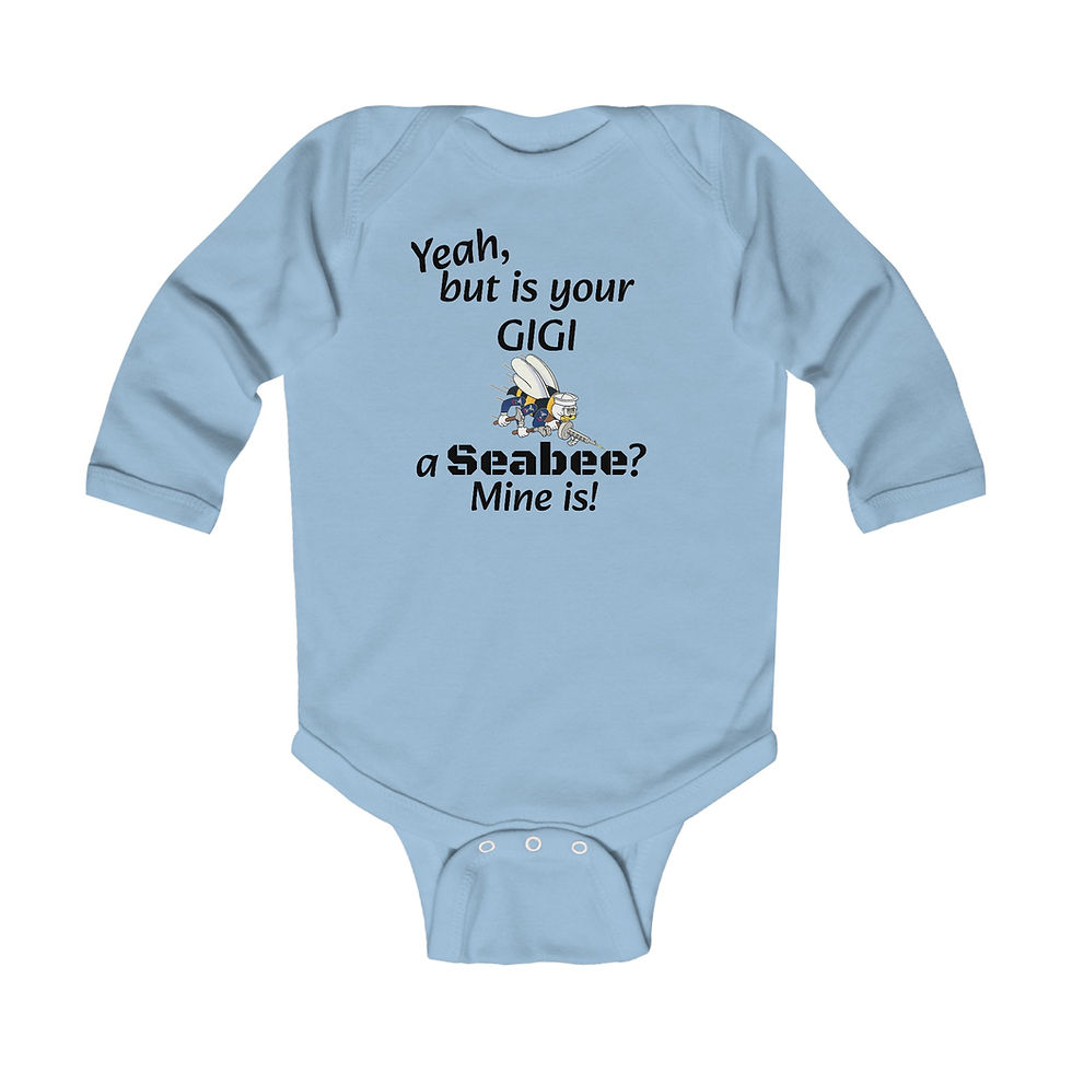 Thumbnail: Yeah Is your GIGI Infant Bodysuit, Onesie, Seabees, Long Sleeve Baby Romper