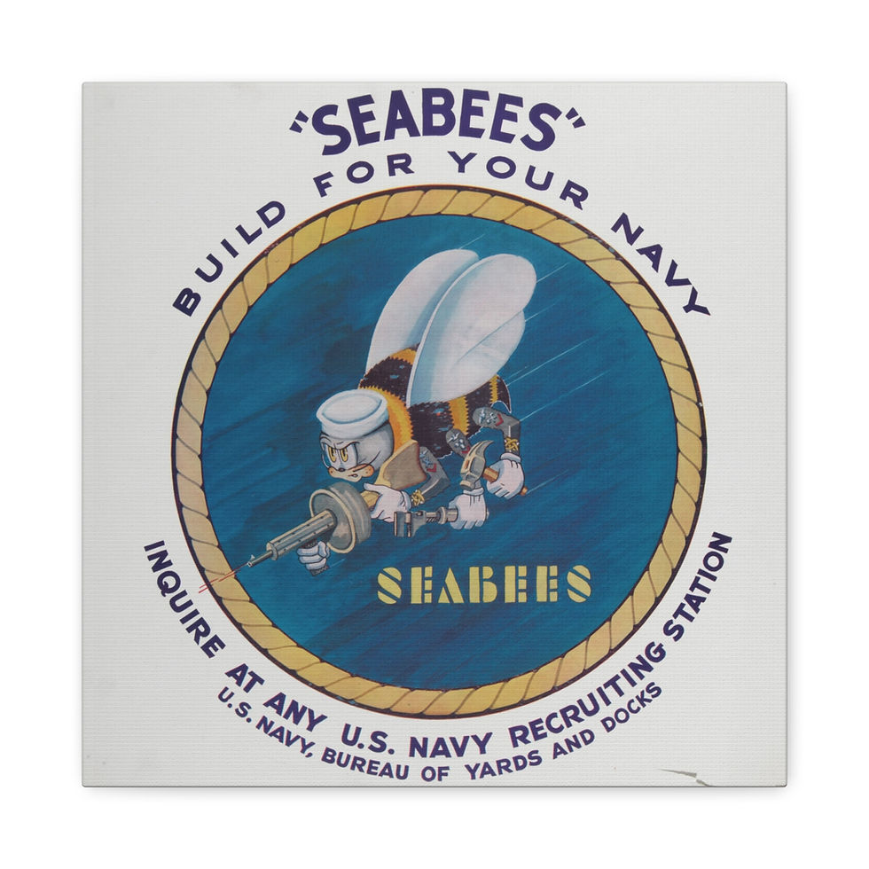 Thumbnail: Mounted Canvas Seabees - Build For Your Navy, Stretched, 1.25"