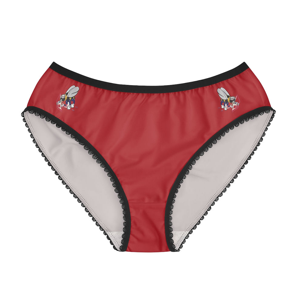 Thumbnail: Valentine 'Be My Seabee' Women's Panties Red with Black Lace