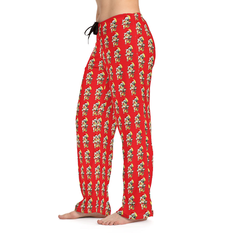 Thumbnail: Christmas Phoebe Women's Pajama Pants Red Santa Female Seabee Navy