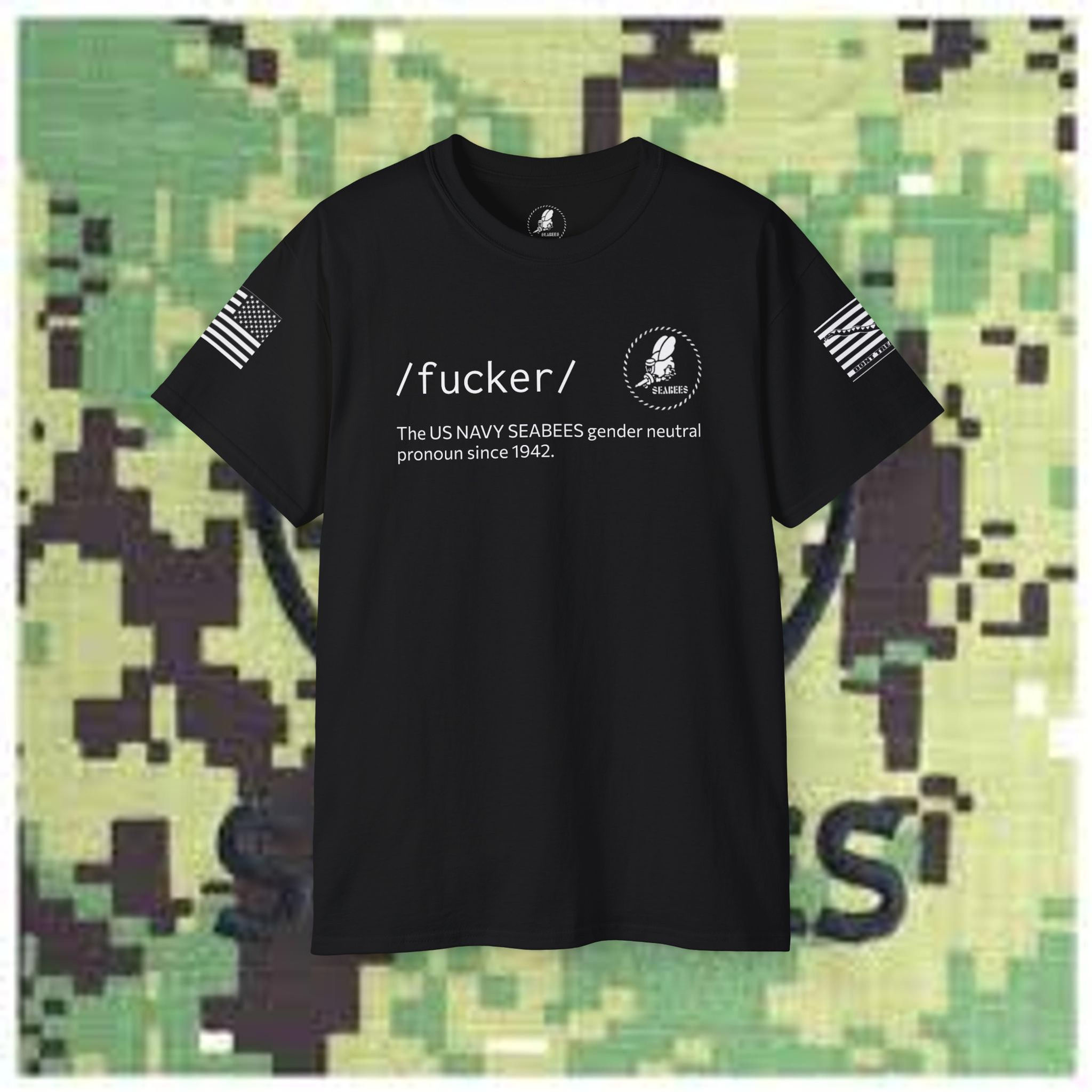 gender neutral fucker Seabee Stencil Ultra Cotton Tee Seabees Flag Jack