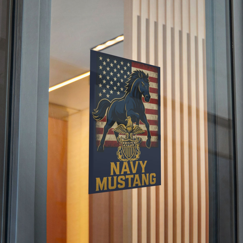 Thumbnail: Navy Mustang Stickers, Original Seabee Chick Chief® Design, Vinyl Decals