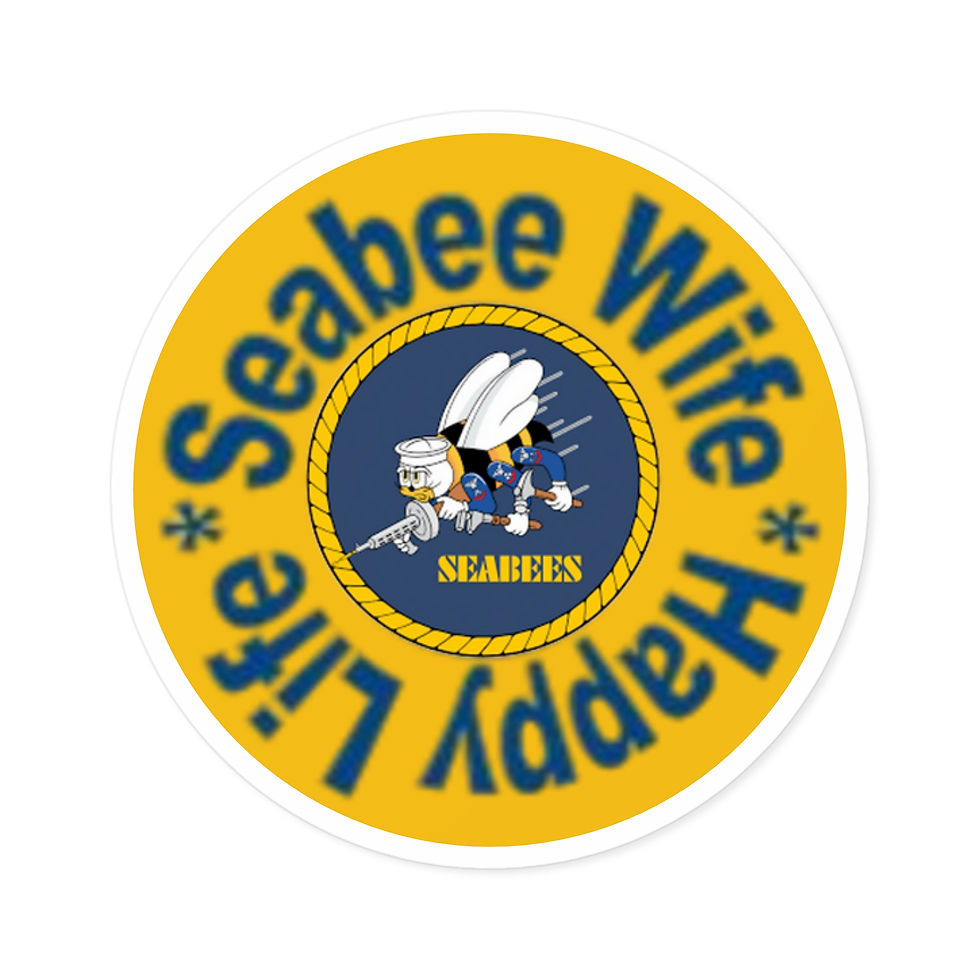 Thumbnail: Yellow Seabee Wife Happy Life Round Stickers, Indoor or Outdoor 