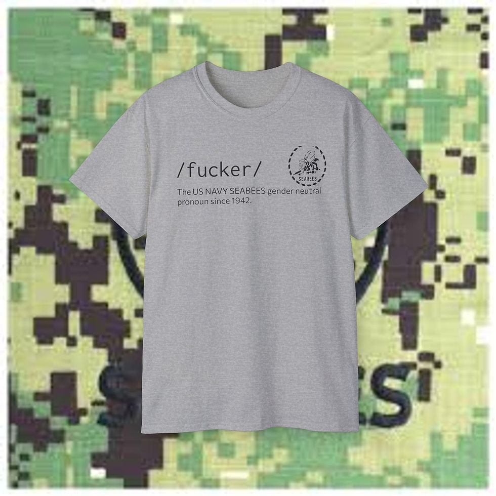 Thumbnail: gender neutral fucker Seabee Cotton Tee Seabees Flag Jack