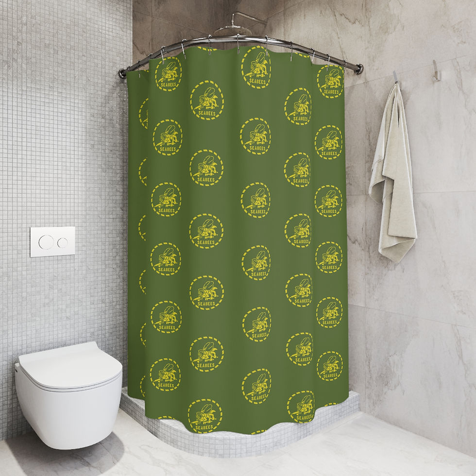 Thumbnail: CESE OD Green Seabee Emblem Shower Curtain – Vintage Military