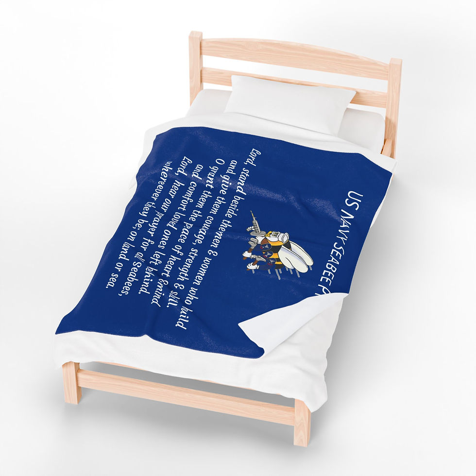 Thumbnail: Seabee Prayer Blanket Velveteen Plush Blue Protect our Seabees
