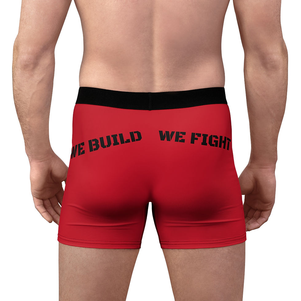 Thumbnail: Boxer Briefs WE Build WE Fight Seabees Red with Blk Cupid Be my SEABEE Valentine