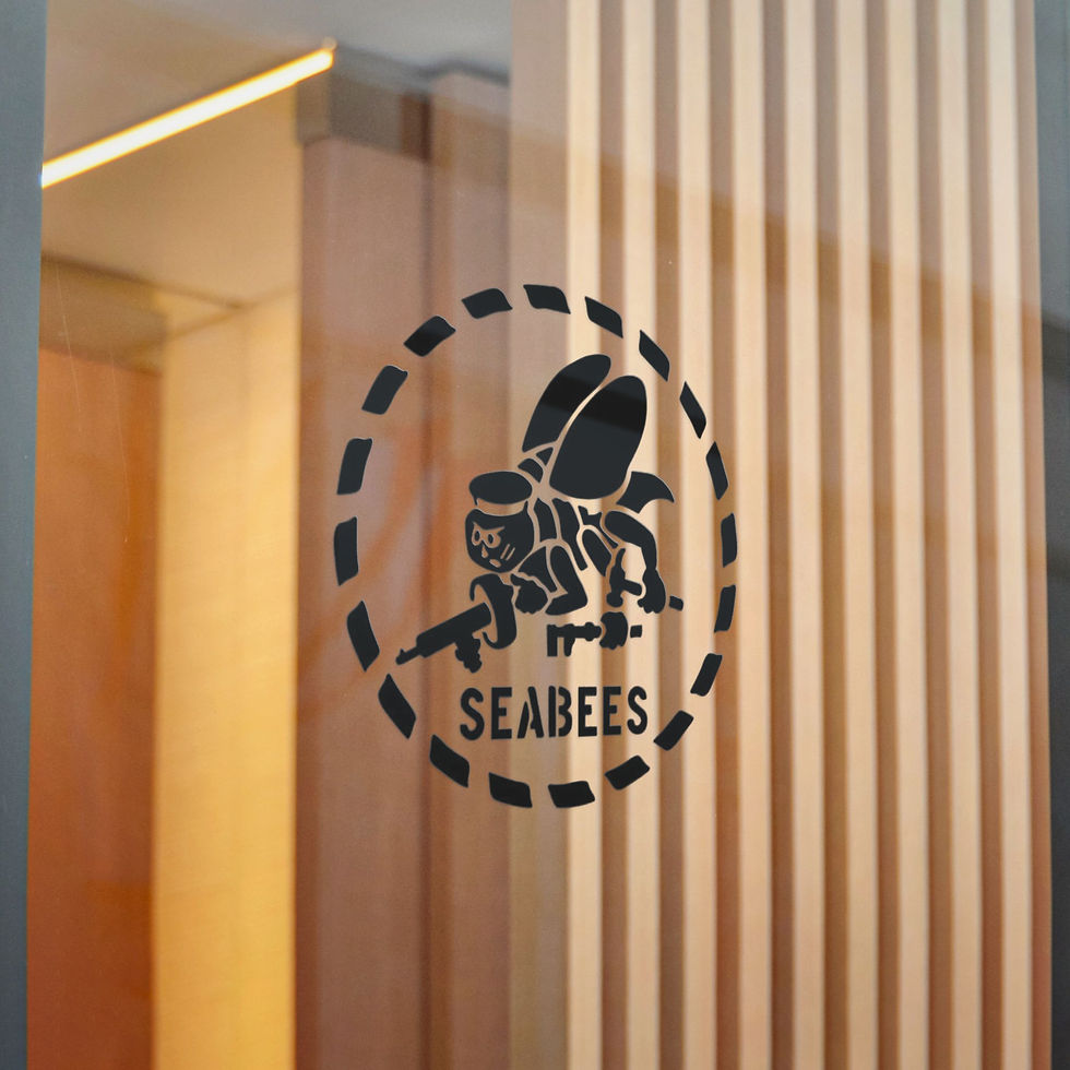 Thumbnail: Black Seabee Stencil Die cut sticker