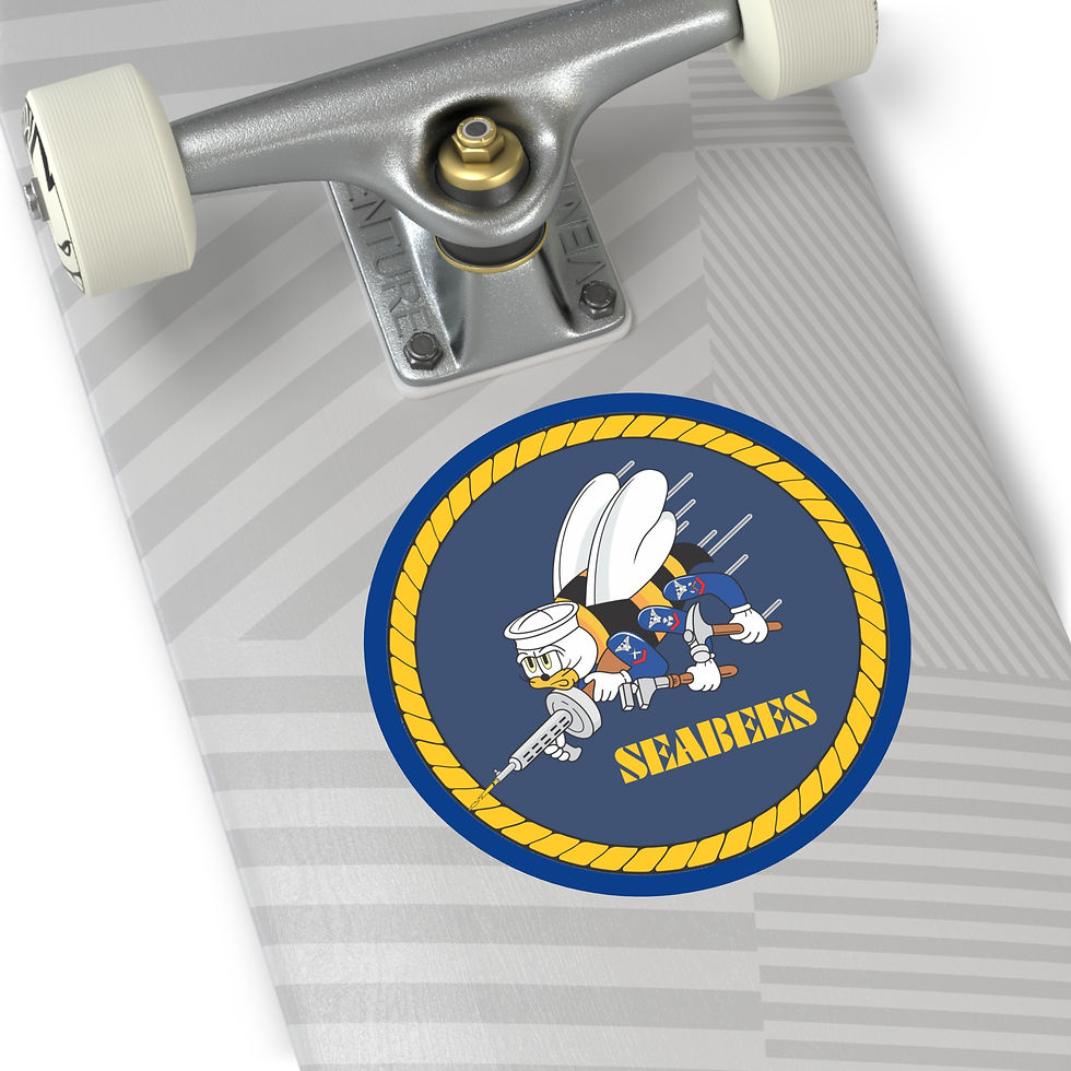 Thumbnail: Seabees Round Vinyl Stickers Gold Rope Original Navy Outdoor Indoor Bumper Decal