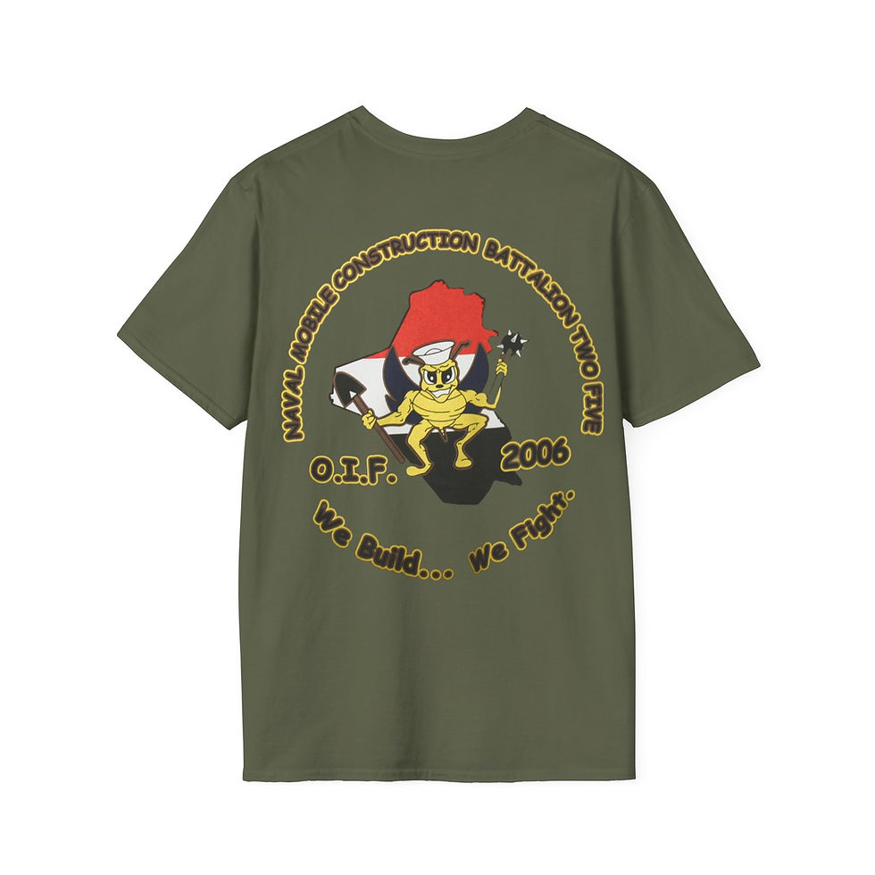 Thumbnail: NMCB 25 -2006 OIF Deployment Nostalgic Replica Unisex Softstyle T-Shirt Seabees 
