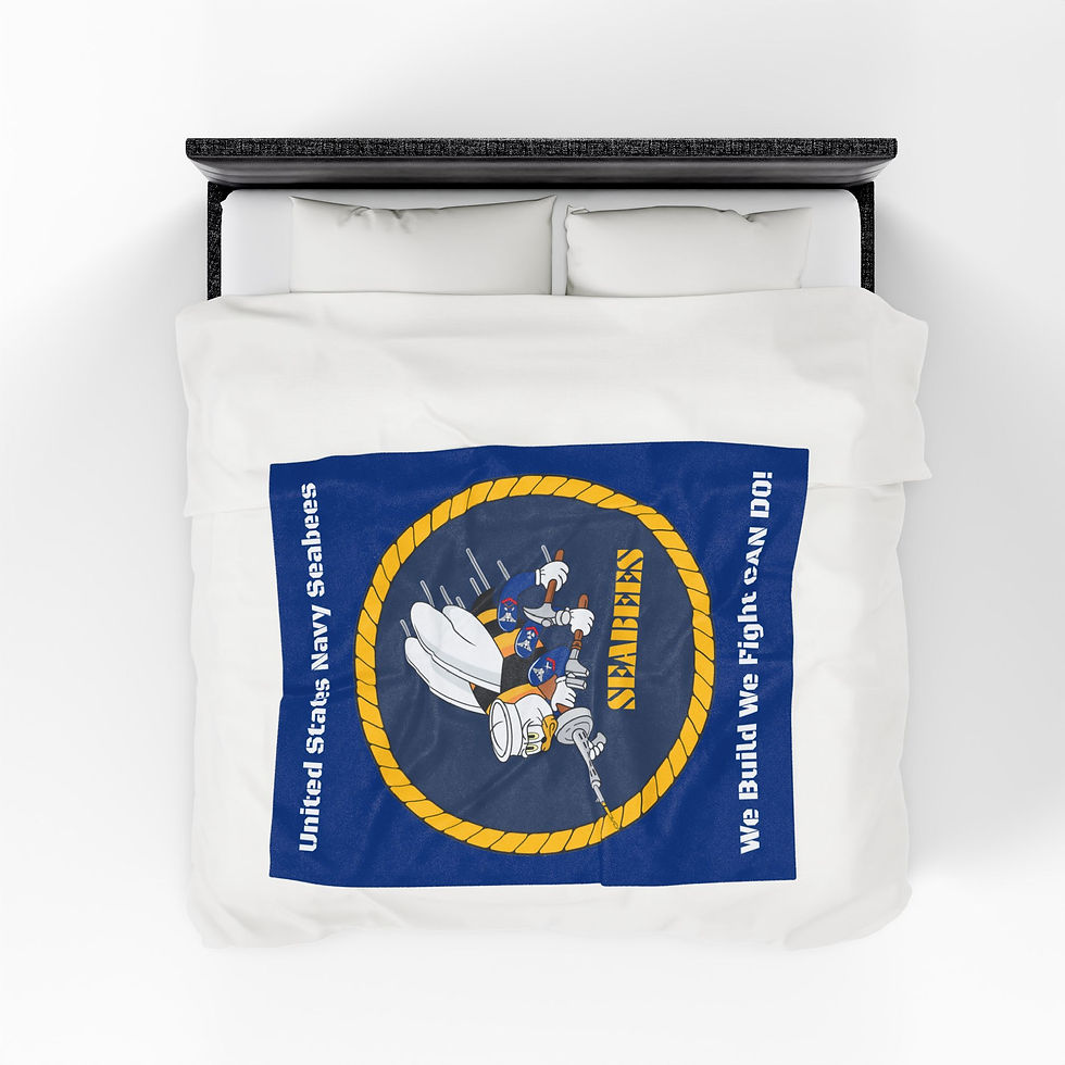 Thumbnail: Seabees Blanket Velveteen Plush 'We Build, We Fight, CAN DO!' Logo Throw