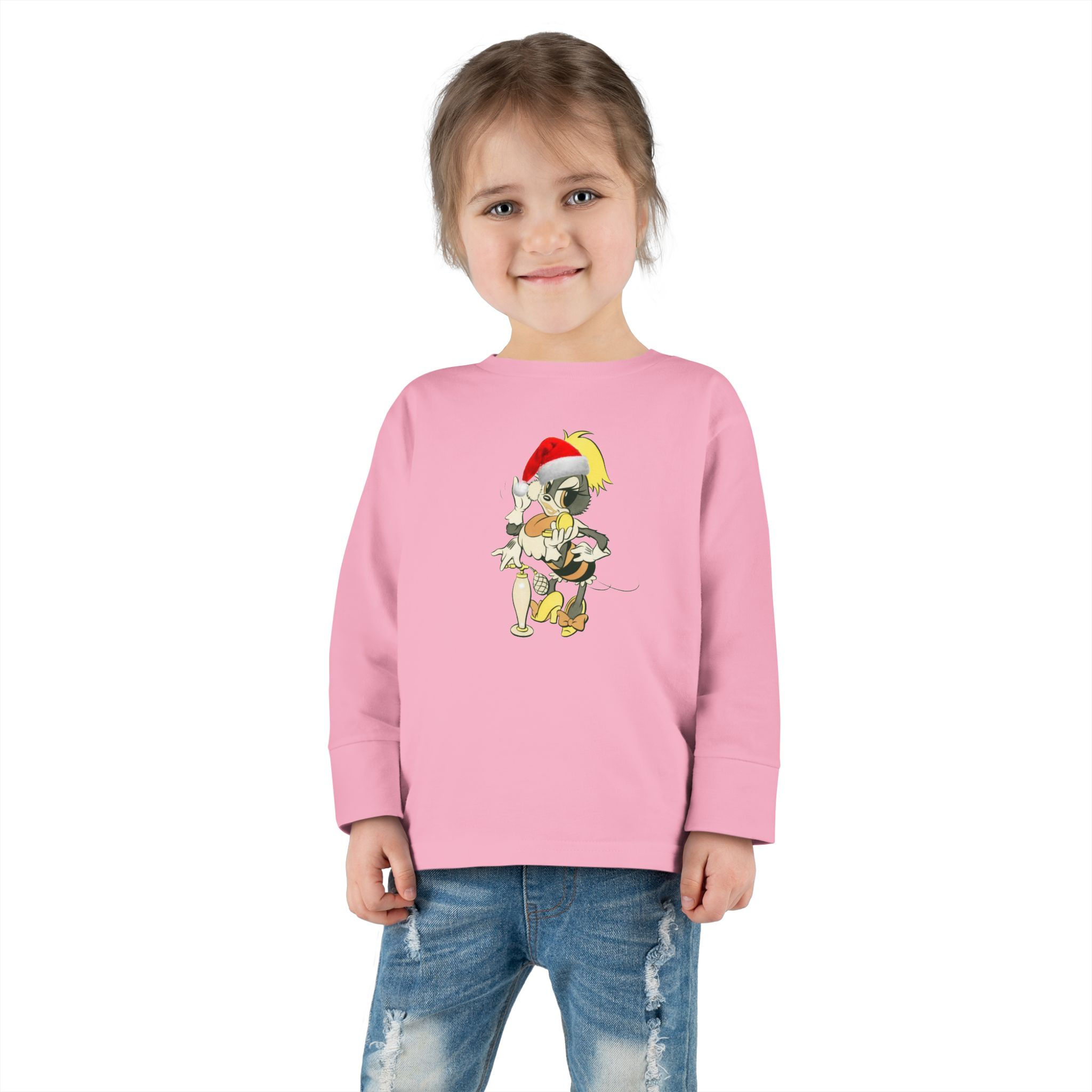 Phoebe Santa Toddler Tee Kids Christmas Shirt Long Sleeve Top