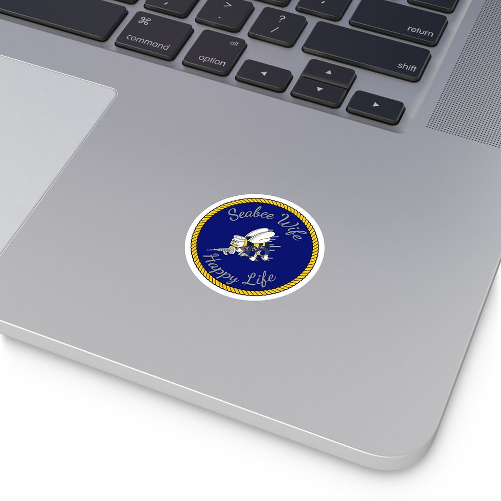 Thumbnail: Seabee Wife Happy Life Round Stickers, Indoor or Outdoor 5 sizes