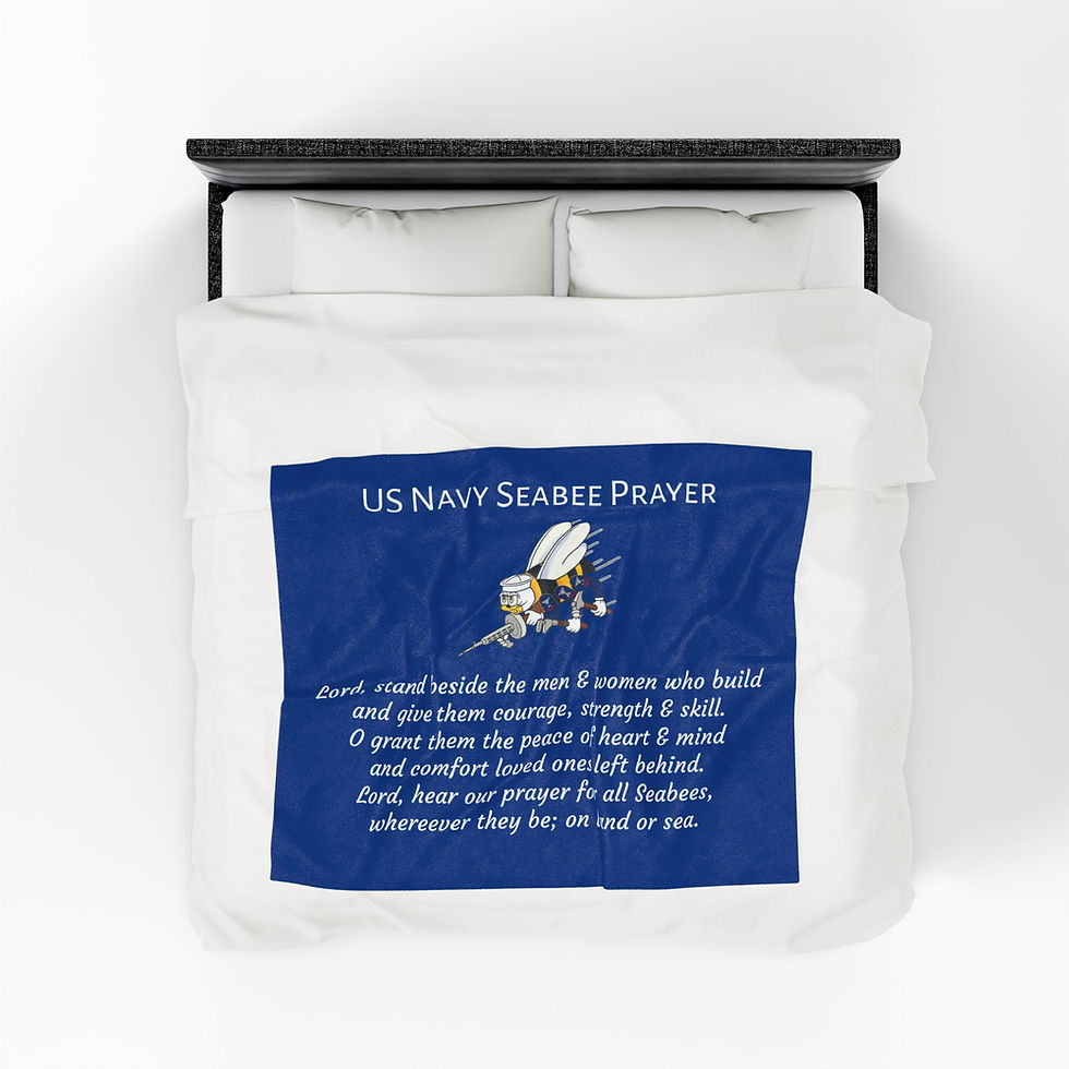 Thumbnail: Seabee Prayer Blanket Velveteen Plush Blue Protect our Seabees