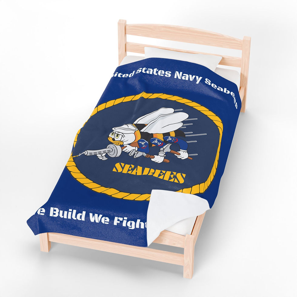 Thumbnail: Seabees Blanket Velveteen Plush 'We Build, We Fight, CAN DO!' Logo Throw