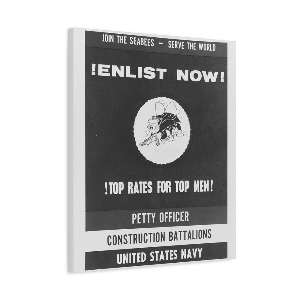 Thumbnail: Mounted Canvas WWII Join the Seabees - Serve the world. Stretched, 1.25"