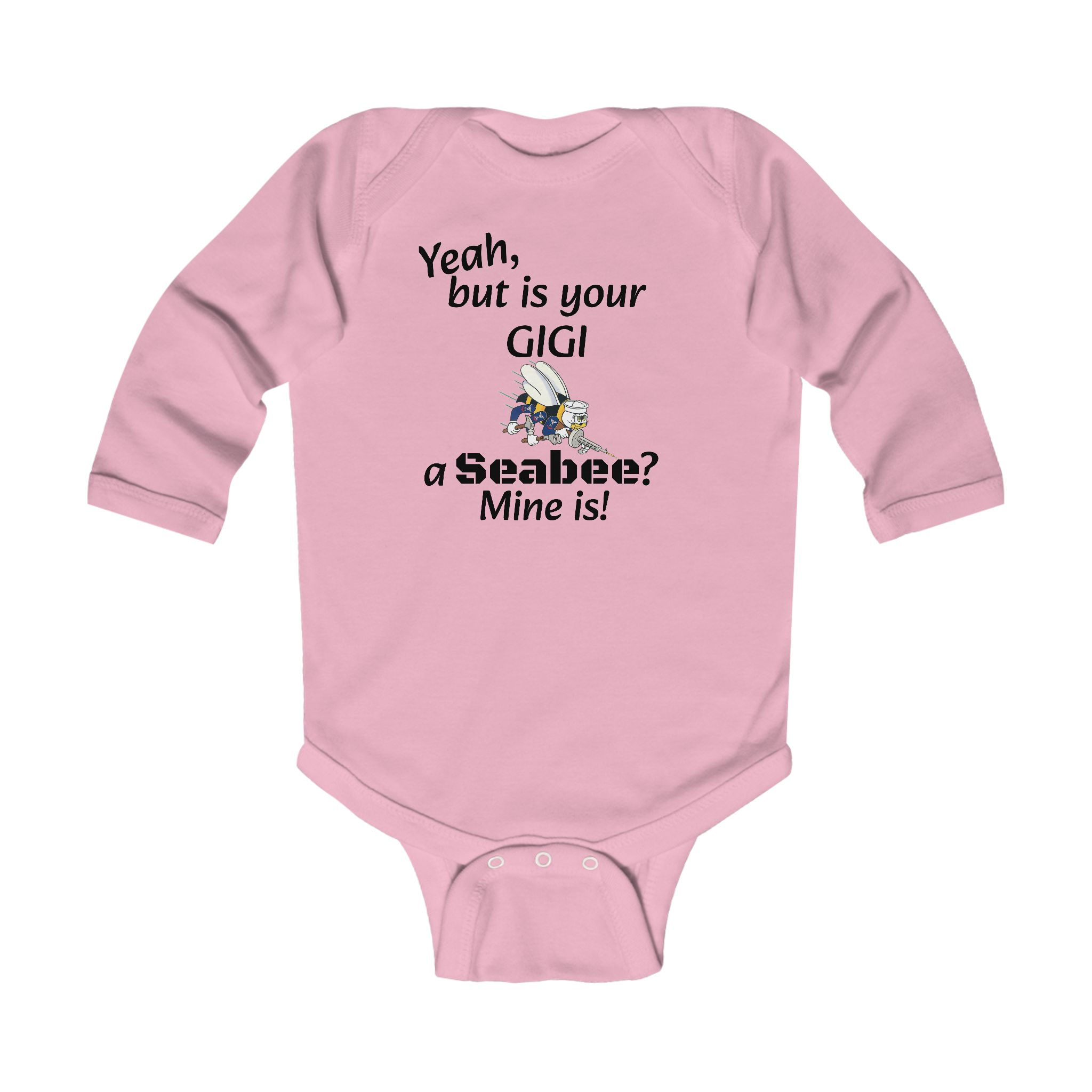 Yeah Is your GIGI Infant Bodysuit, Onesie, Seabees, Long Sleeve Baby Romper