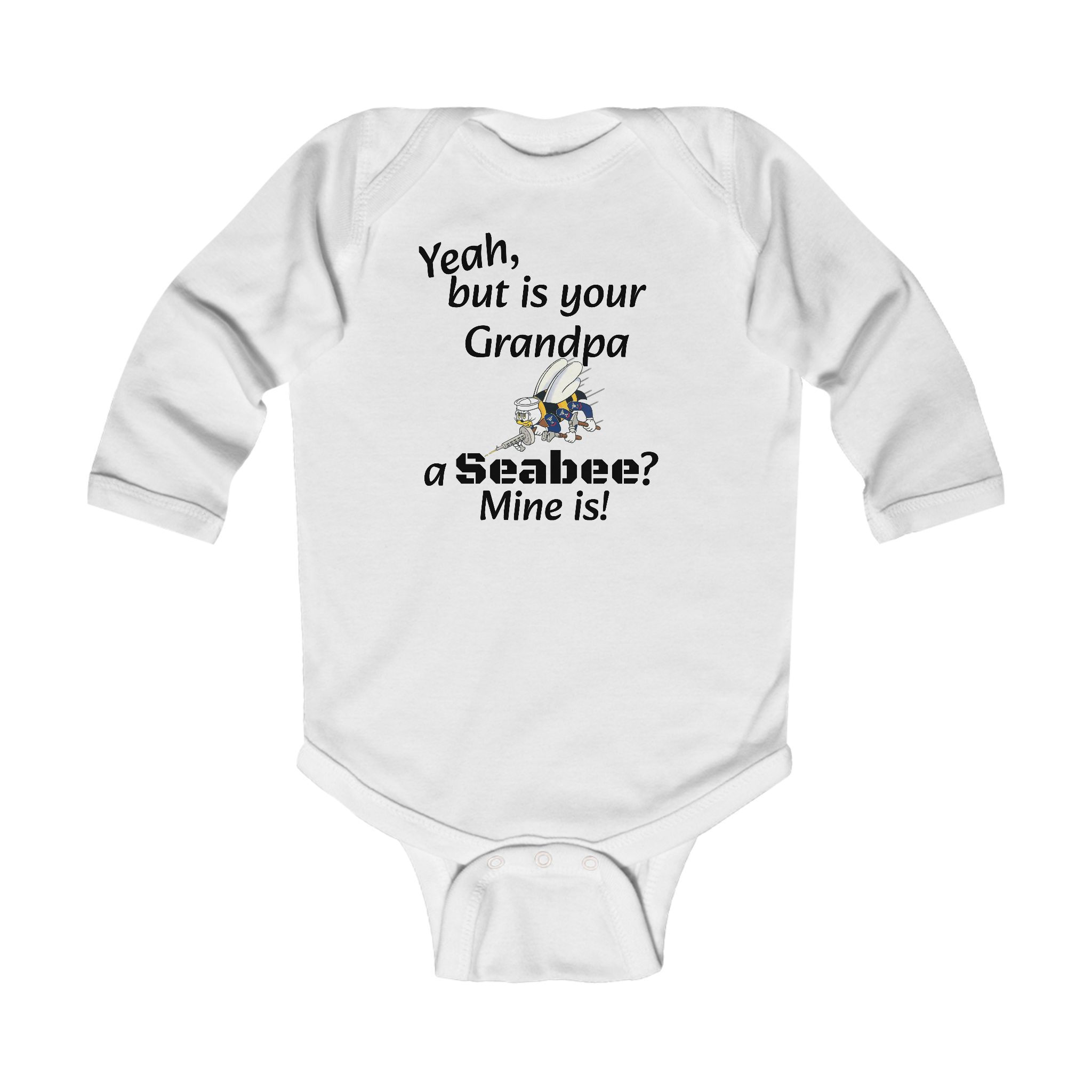 Seabee Yeah Infant Bodysuit, Grandpa Design, Onesie, Long Sleeve Baby Romper