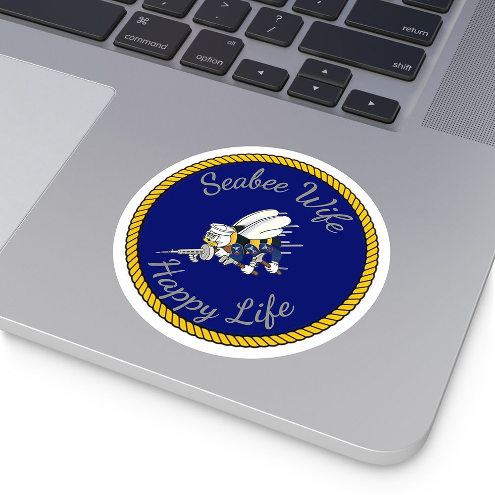 Thumbnail: Seabee Wife Happy Life Round Stickers, Indoor or Outdoor 5 sizes