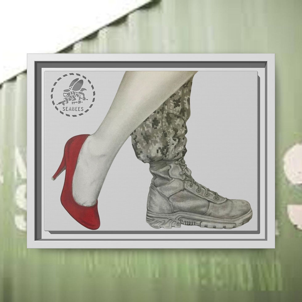 Thumbnail: Female Seabee Service Canvas — Matte Framed Military Wall Art