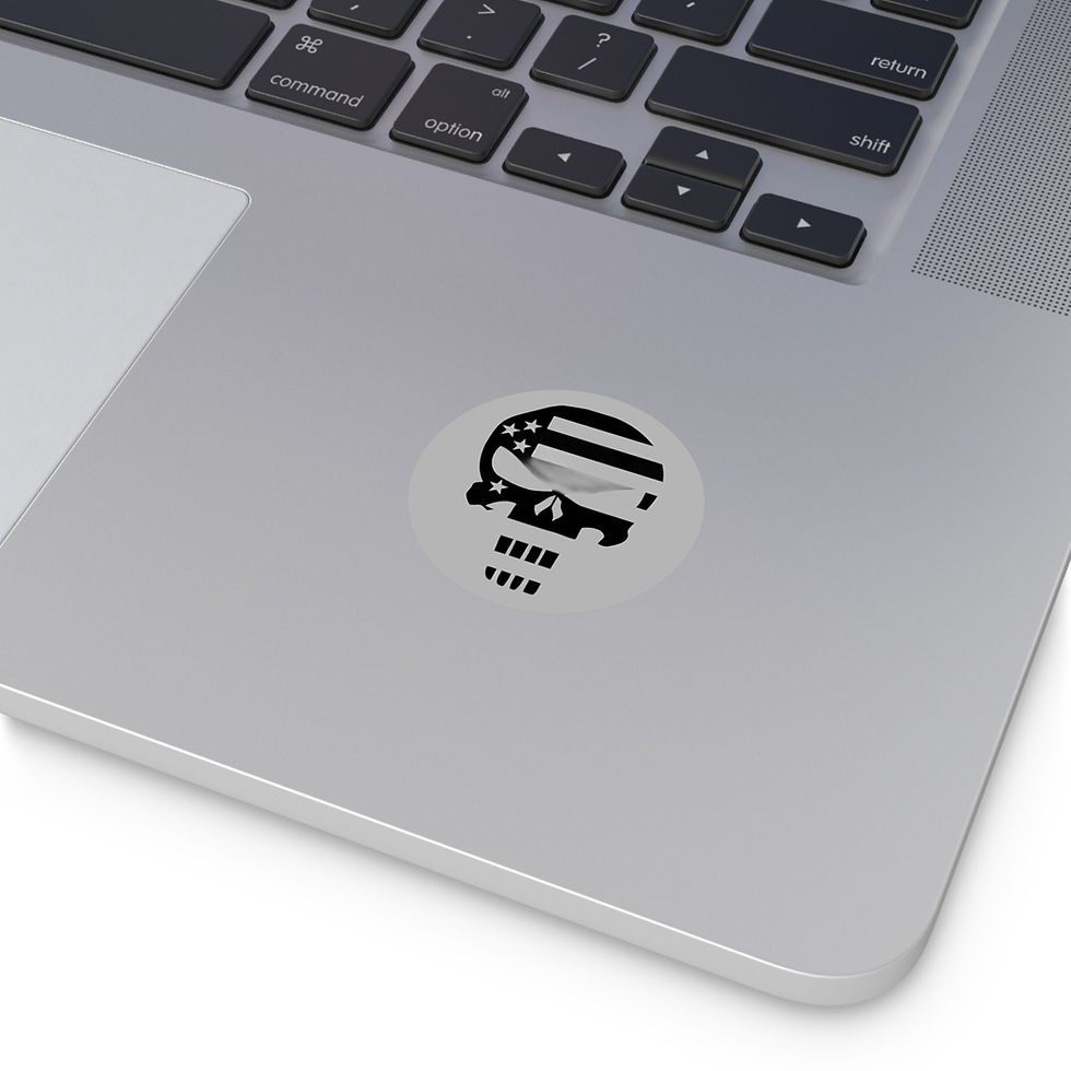 Thumbnail: Black Punisher US Flag Round Vinyl Stickers Grey Indoor Outdoor UV Protectant