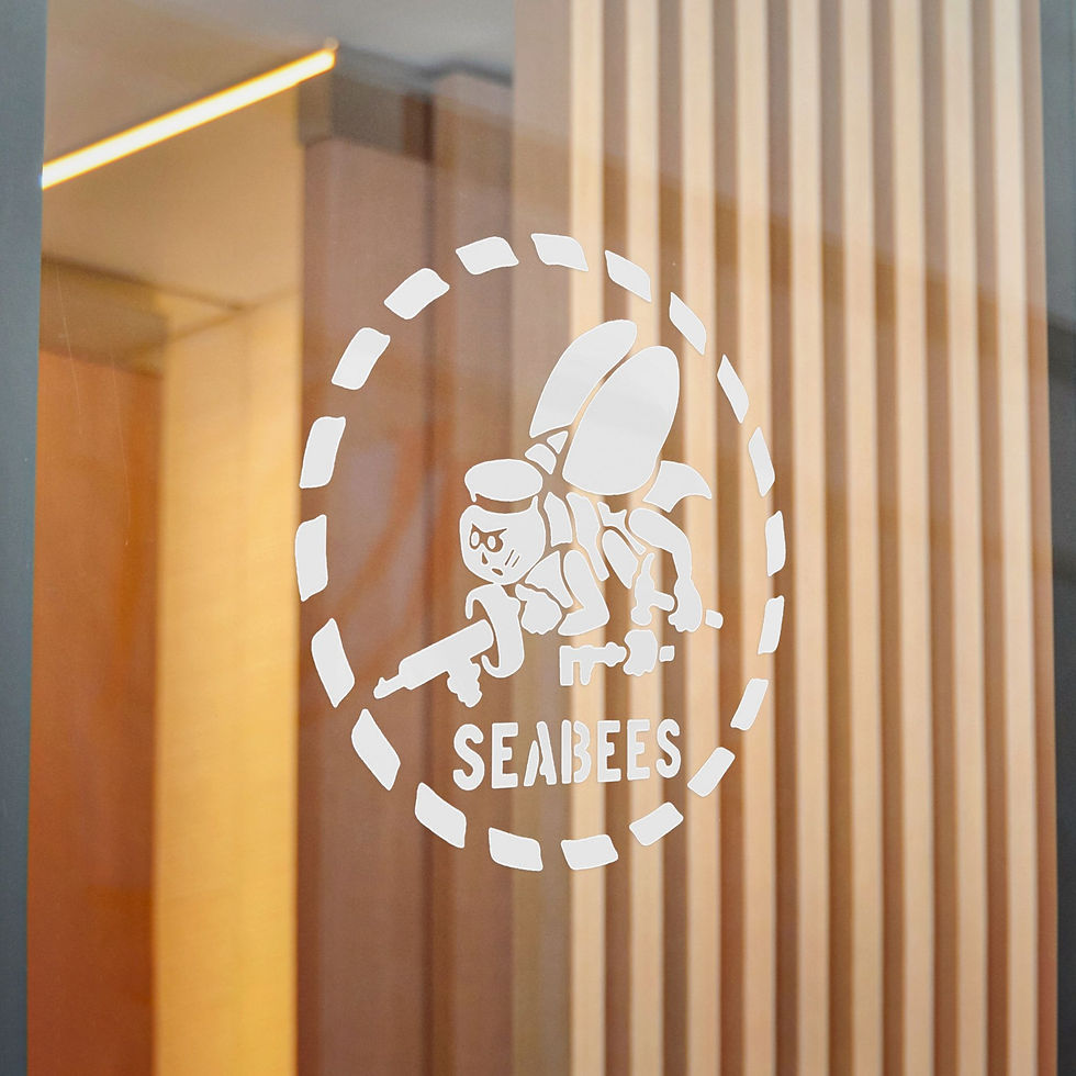 Thumbnail: White Seabee Stencil Die cut sticker