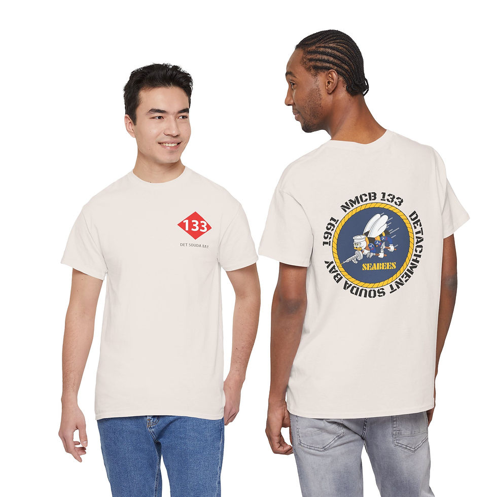 Thumbnail: Double Sided Battalion NMCB ONETHIRTYTHREE 133 BEEP Det Souda Bay 1991 T-Shirt 