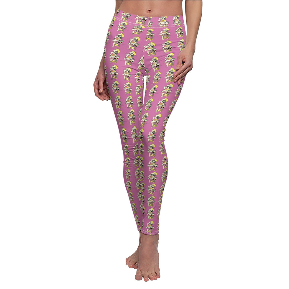 Thumbnail: Phoebe Women's Cut & Sew Casual Leggings (AOP) Pink