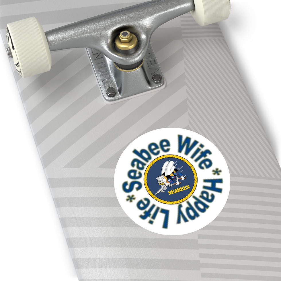 Thumbnail: White Seabee Wife Happy Life Round Stickers, Indoor or Outdoor