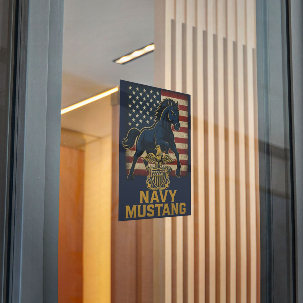 Thumbnail: Navy Mustang Stickers, Original Seabee Chick Chief® Design, Vinyl Decals