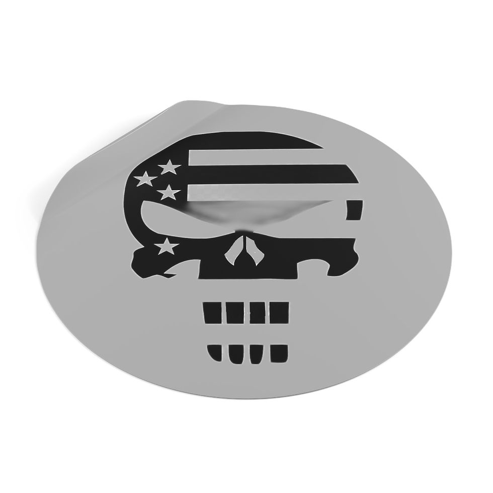 Thumbnail: Black Punisher US Flag Round Vinyl Stickers Grey Indoor Outdoor UV Protectant