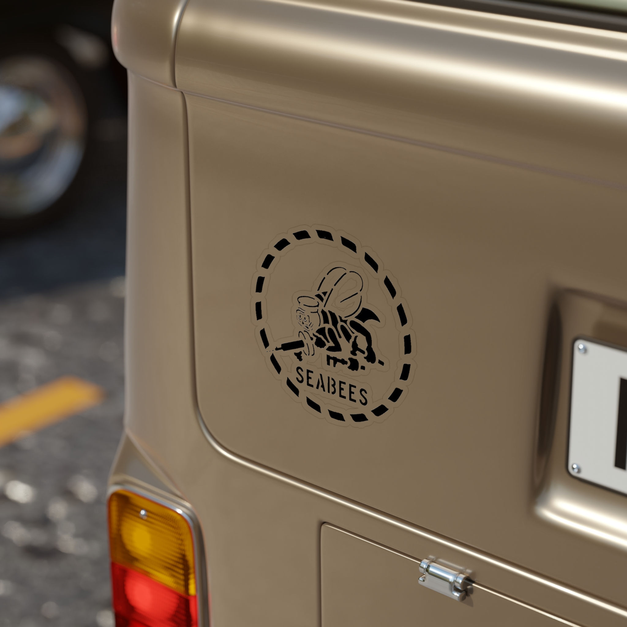 Transparent Outdoor Seabees Stickers, Die-Cut, 1pcs
