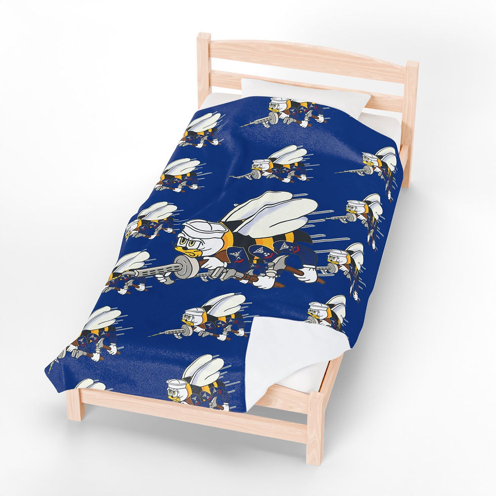 Thumbnail: Seabees Blanket Blue Velveteen Plush 