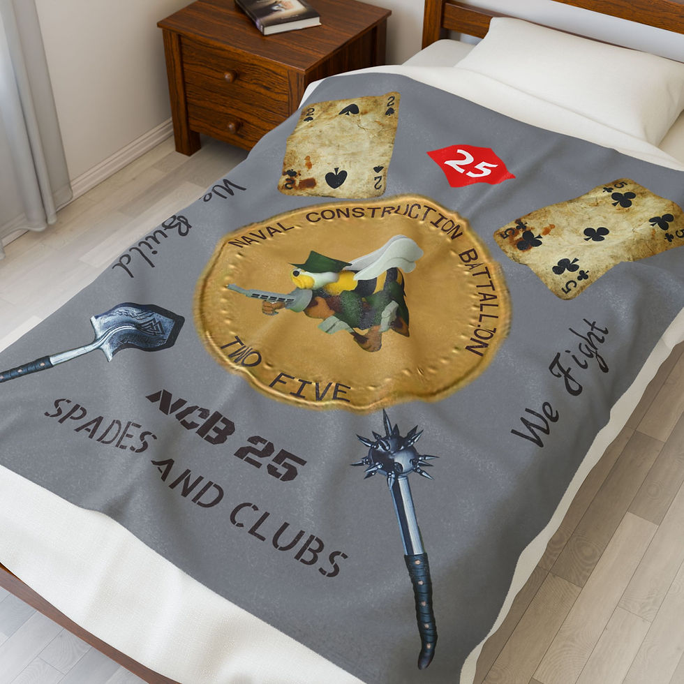 Thumbnail: Grey NMCB 25 Blanket NCB TWO FIVE Velveteen Plush Seabees