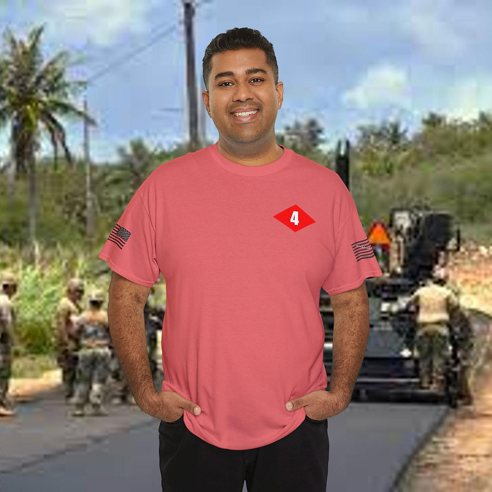 Thumbnail: Seabees NMCB 4 "BEEP" Battalion logo Tee  US Flag & Navy Jack on sleeves