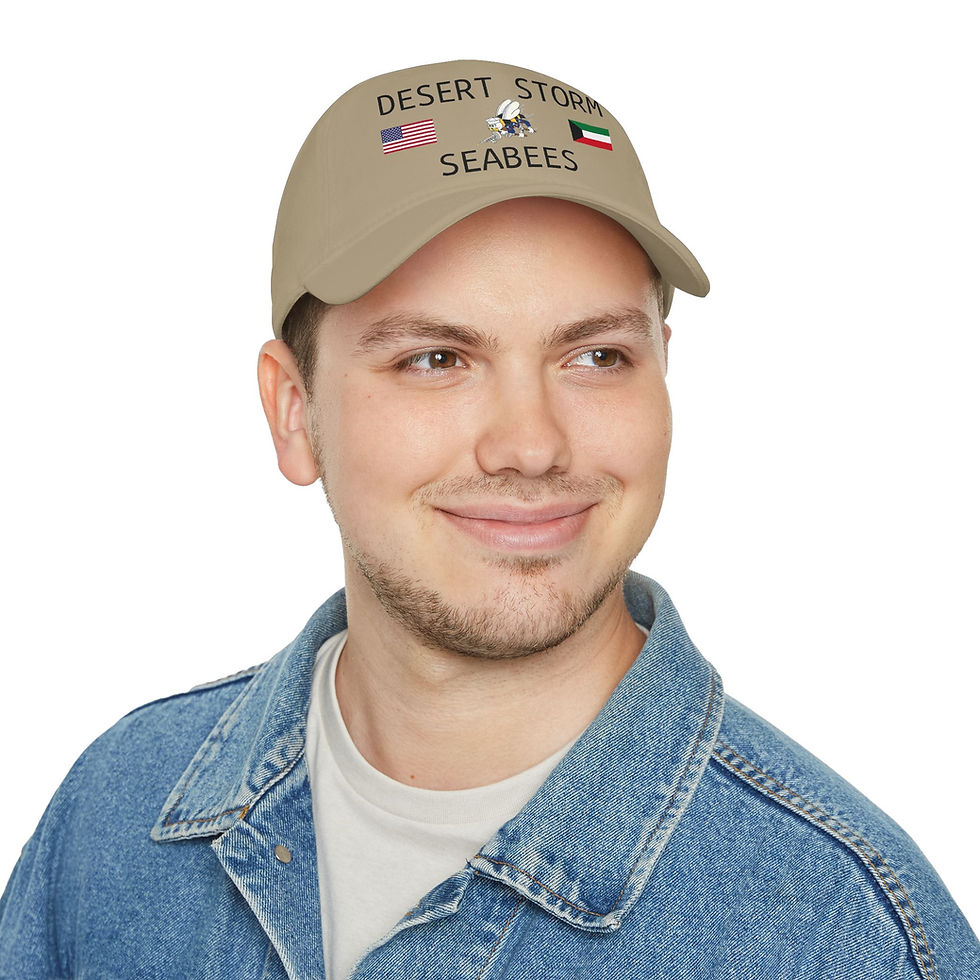 Thumbnail: Desert Storm SEABEES logo Low Profile Baseball Cap Seabee hat veteran