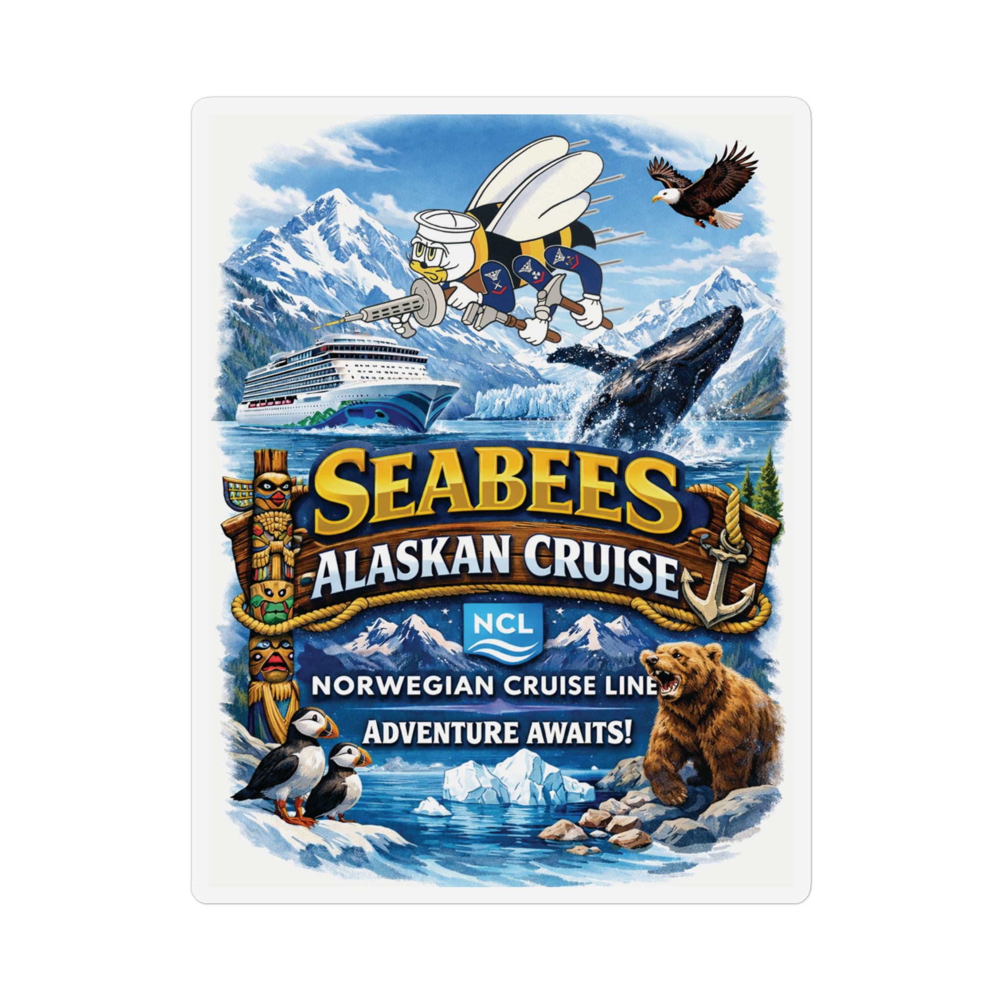 Seabees Alaskan Cruise Custom Magnet — Norwegian Cruise Line Souvenir