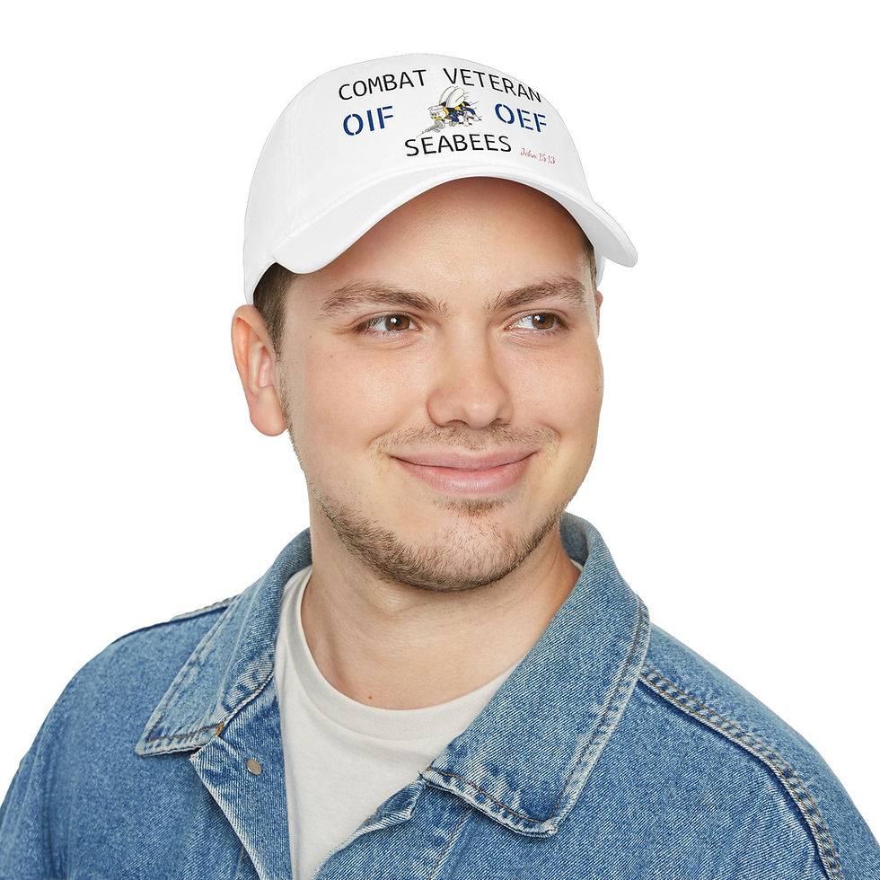 Thumbnail: ERK Combat Veteran OIF OEF Seabees logo Low Profile Baseball Cap Seabee
