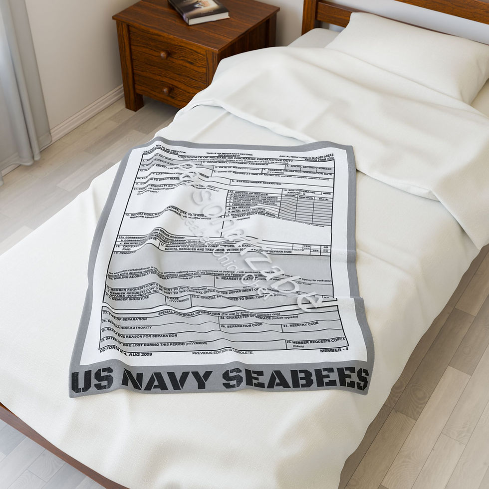 Thumbnail: DD-214 Seabees Velveteen Plush Blanket — Military Tribute Throw