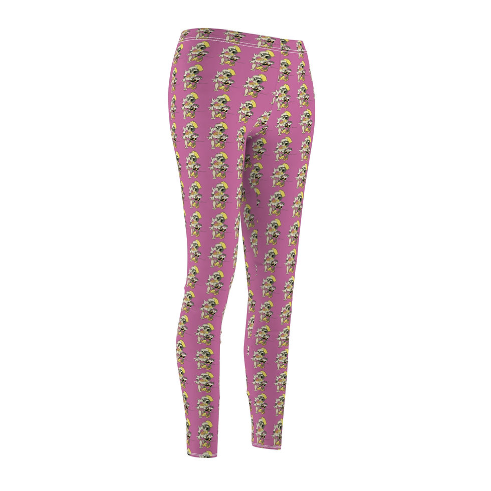 Thumbnail: Phoebe Women's Cut & Sew Casual Leggings (AOP) Pink