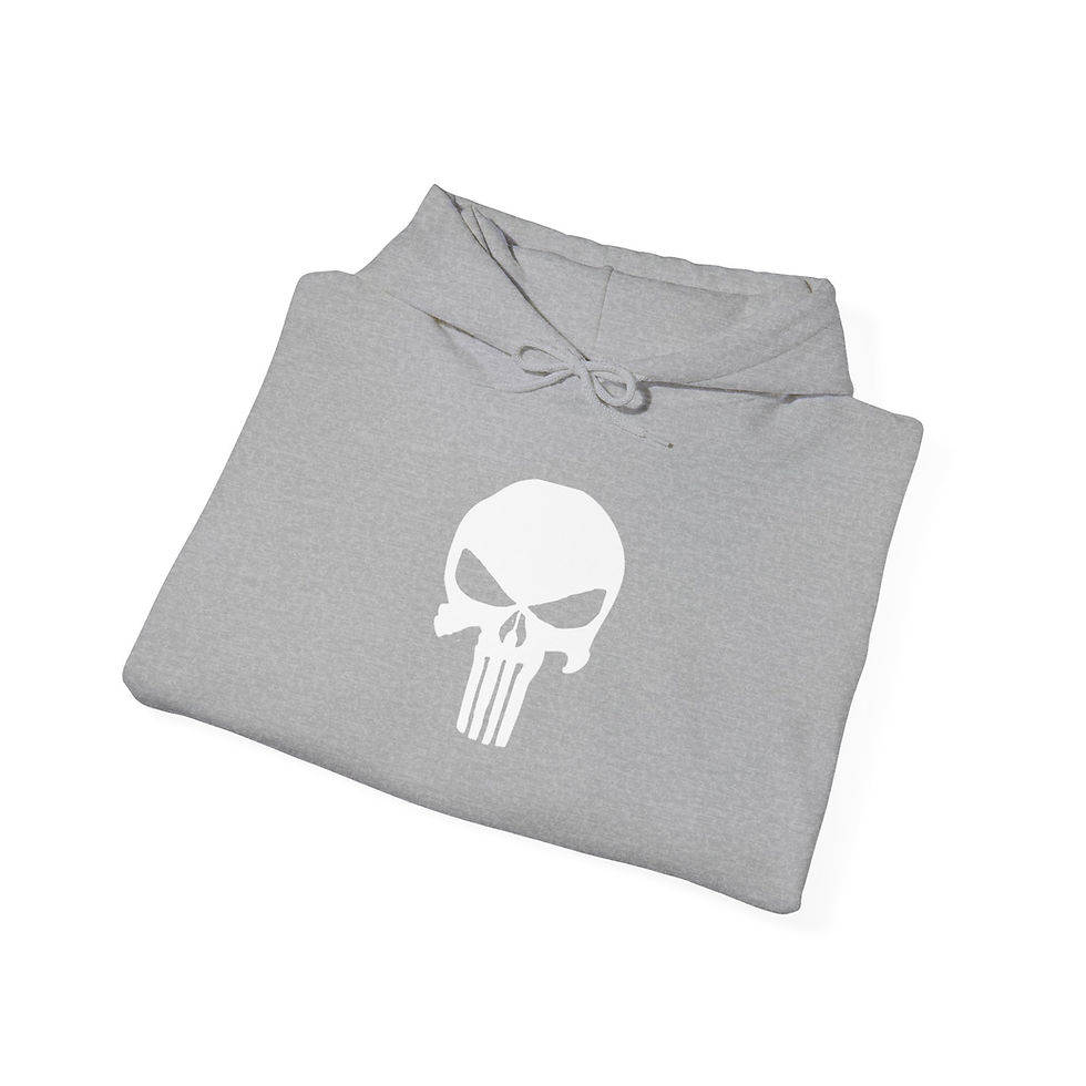 Thumbnail: White Punisher Hoodie w Pockets Sweatshirt Heavy Blend, Men's Women's Pullover