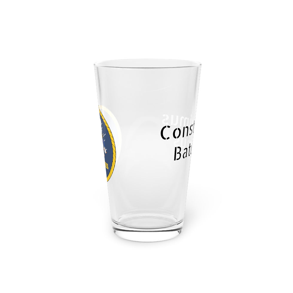 Thumbnail: Beer Glass One Pint, 16oz Seabees Contstruimus Batuimus 2 Sided Beehive Beerhive