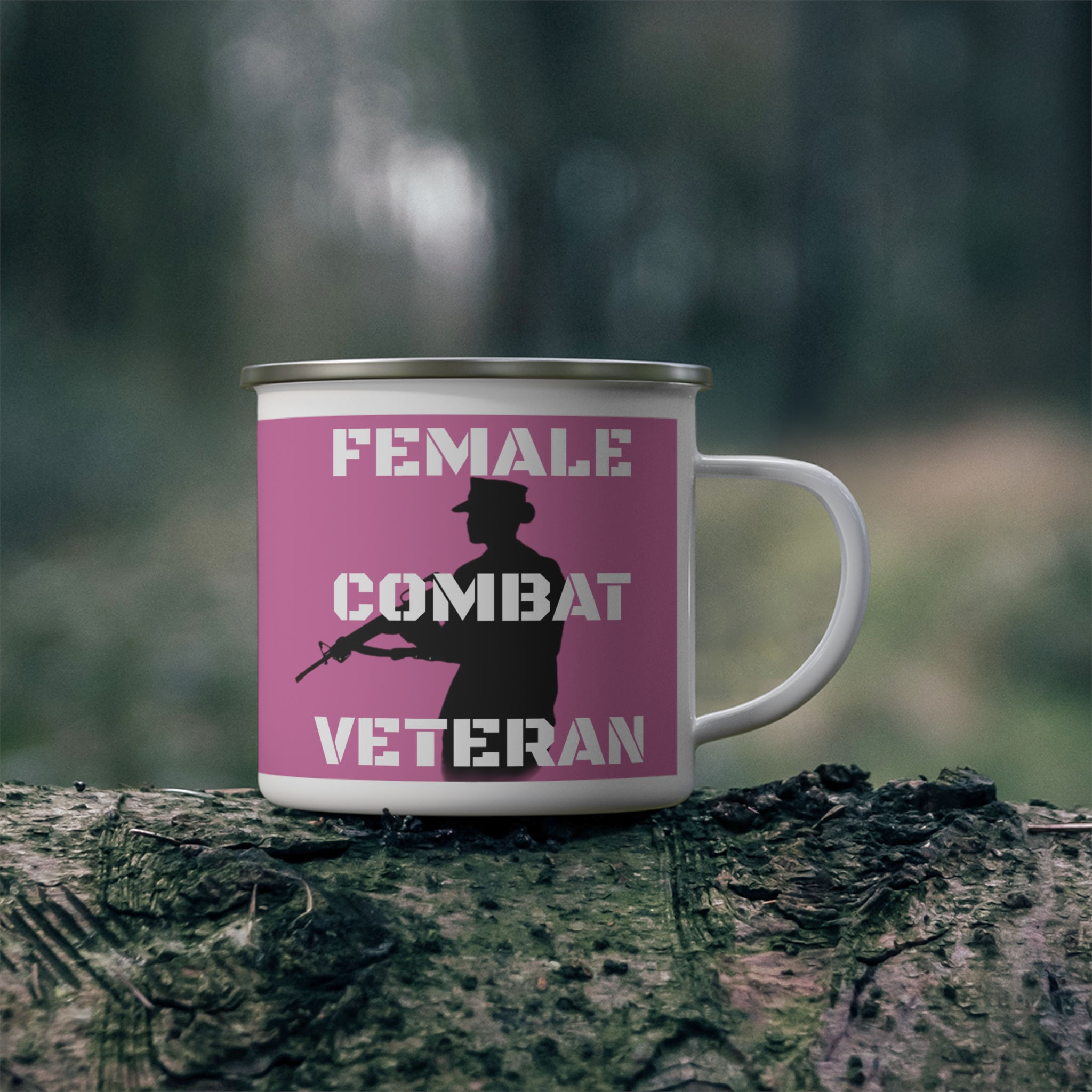 Female Combat Veteran Enamel Camping Mug – Military Salute Coffee Cup
